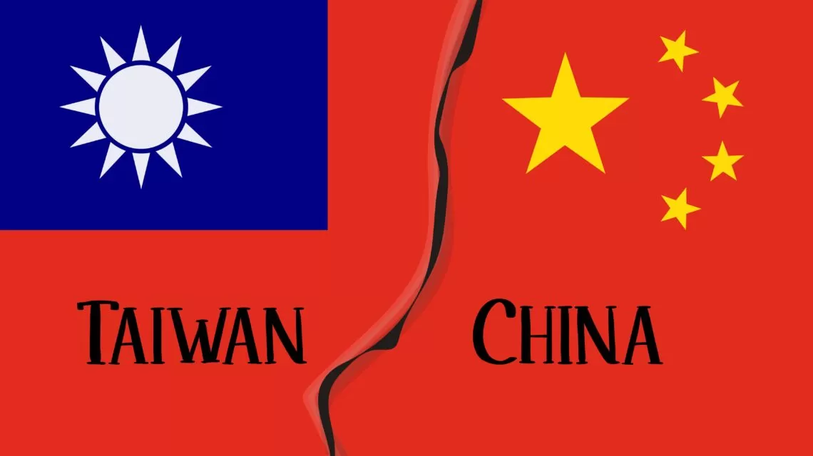 Rising Tensions between China and Taiwan flags vector