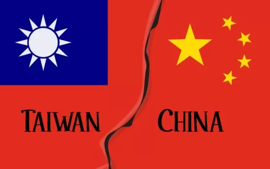 Rising Tensions between China and Taiwan flags vector